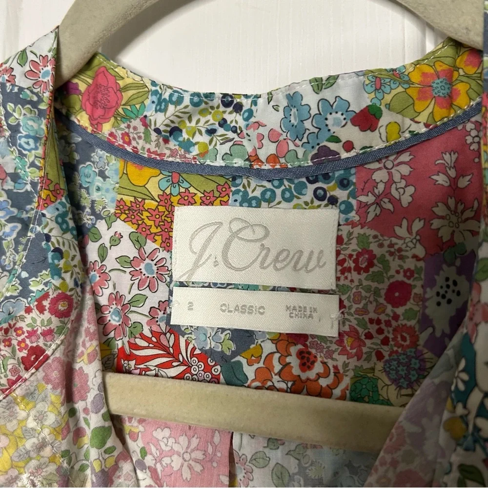 J Crew Classic Fit Short Puff Sleeve Top in Liberty Patchwork Dream Floral